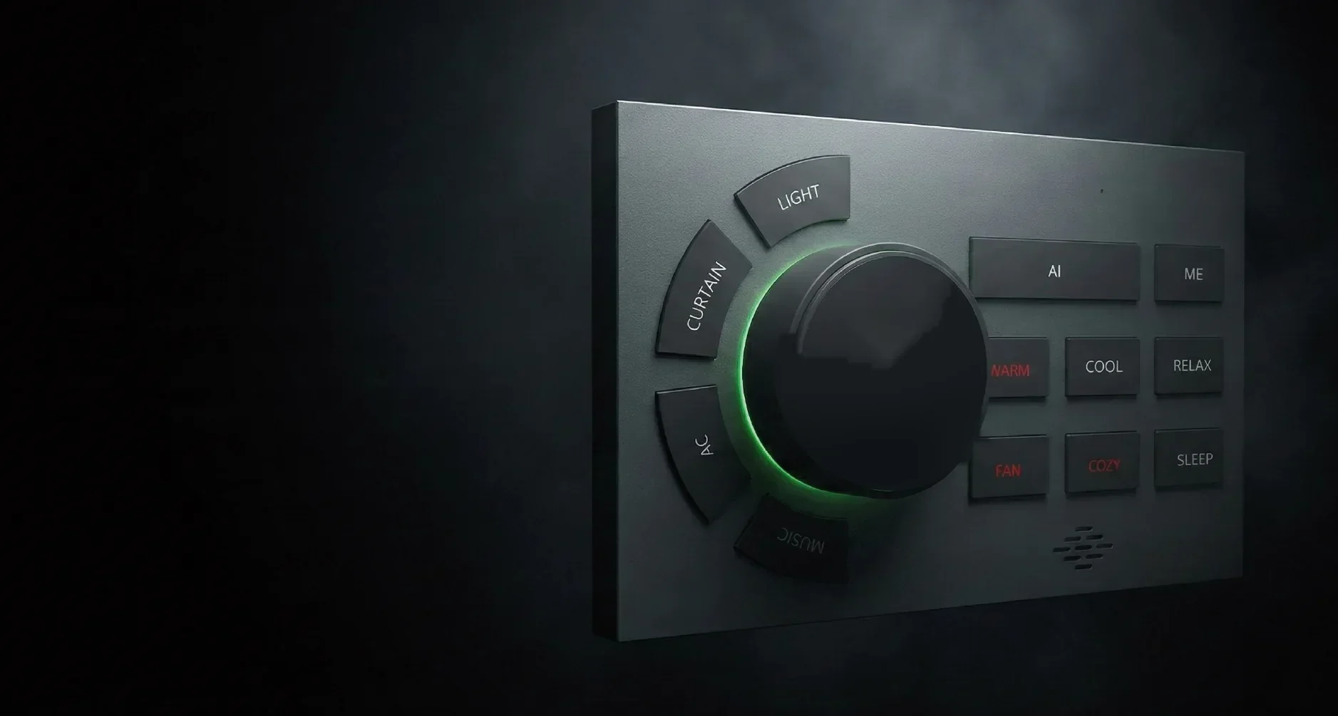 REVO — the design fusion: rotary knob, push buttons and voice in one satin panel